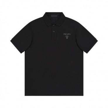 프라다 남성 블랙 폴로 반팔티 - Prada Mens Black Short sleeved Tshirts 