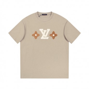 루이비통 남성 베이지 크루넥 반팔티 - Louis vuitton Mens Beige Short sleeved Tshirts 