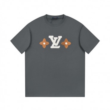 루이비통 남성 그레이 크루넥 반팔티 - Louis vuitton Mens Gray Short sleeved Tshirts 
