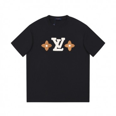 루이비통 남성 블랙 크루넥 반팔티 - Louis vuitton Mens Black Short sleeved Tshirts 
