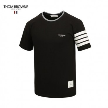 톰브라운 남성 크루넥 블랙 반팔티 - Thom Browne Mens Black Tshirts 