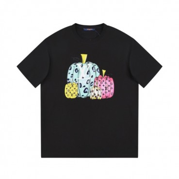 루이비통 남성 블랙 크루넥 반팔티 - Louis vuitton Mens Black Short sleeved Tshirts 
