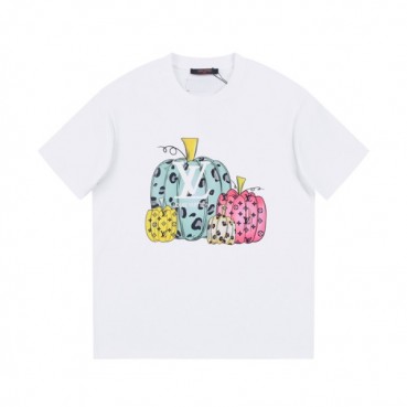 루이비통 남성 화이트 크루넥 반팔티 - Louis vuitton Mens White Short sleeved Tshirts 