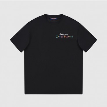 루이비통 남성 블랙 크루넥 반팔티 - Louis vuitton Mens Black Short sleeved Tshirts 