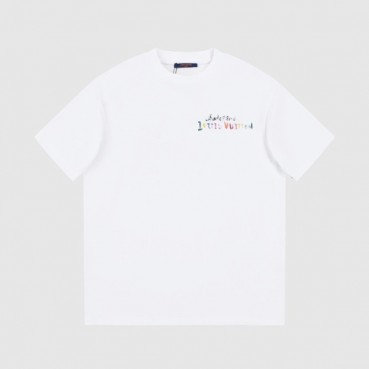 루이비통 남성 화이트 크루넥 반팔티 - Louis vuitton Mens White Short sleeved Tshirts 