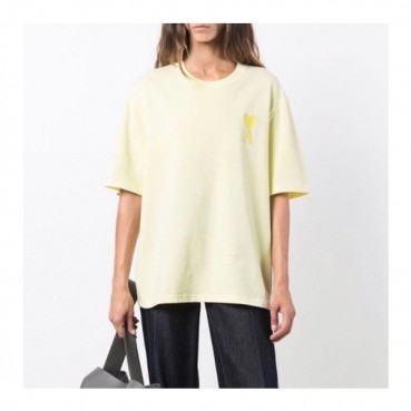 아미 여성 크루넥 옐로우 반팔티 - Ami Womens Yellow Short sleeved Tshirts 