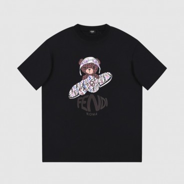 펜디 남성 블랙 크루넥 반팔티 - Fendi Mens Black Short sleeved Tshirts 
