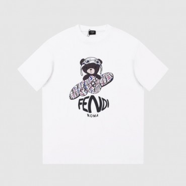 펜디 남성 화이트 크루넥 반팔티 - Fendi Mens White Short sleeved Tshirts 