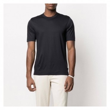제냐 남성 블랙 크루넥 반팔티 - Zegna Mens Black Short sleeved Tshirts 