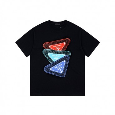 프라다 남성 크루넥 블랙 반팔티 - Prada Mens Black Short sleeved Tshirts 