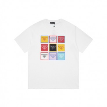 프라다 남성 크루넥 화이트 반팔티 - Prada Mens White Short sleeved Tshirts 
