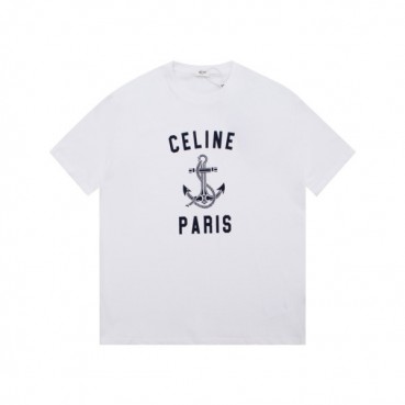 셀린느 남성 화이트 크루넥 반팔티 - Celine Mens White Short sleeved Tshirts 