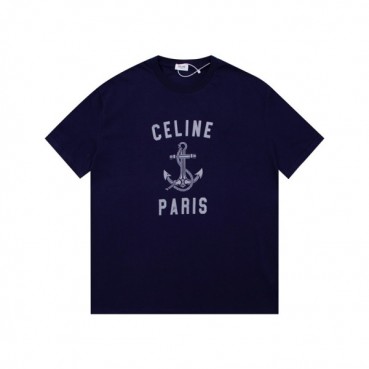 셀린느 남성 네이비 크루넥 반팔티 - Celine Mens Navy Short sleeved Tshirts 