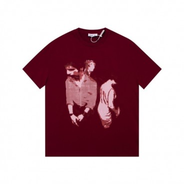 버버리 남성 버건디 크루넥 반팔티 - Burberry Mens Burgundy Short Sleeved Tshirts 