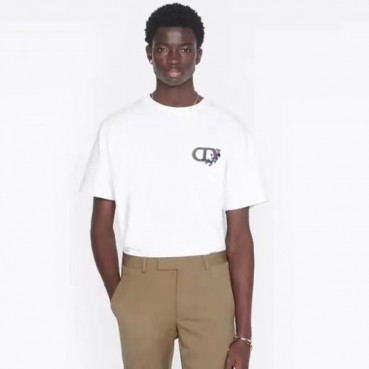 디올 남성 화이트 크루넥 반팔티 - Dior Mens White Short sleeved Tshirts 