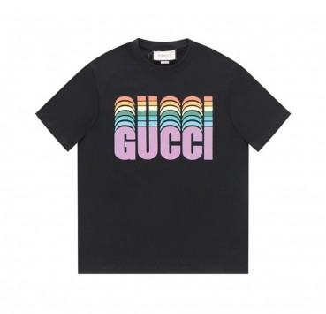 구찌 남/녀 블랙 크루넥 반팔티 - Gucci Unisex Black Short sleeved Tshirts 