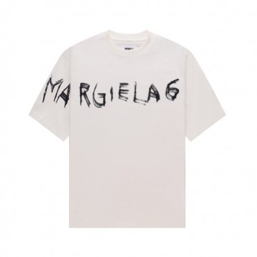 메종마르지엘라 남/녀 크루넥 아이보리 반팔티 - Maison Margiela Unisex Ivory Tshirts 