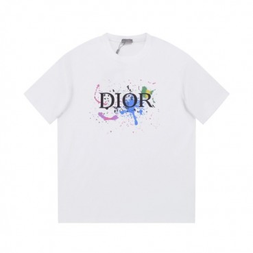 디올 남성 화이트 크루넥 반팔티 - Dior Mens White Short sleeved Tshirts 