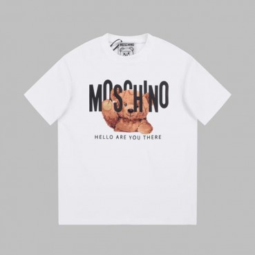 모스키노 남/녀 크루넥 화이트 반팔티 - Moschino Unisex White Tshirts 