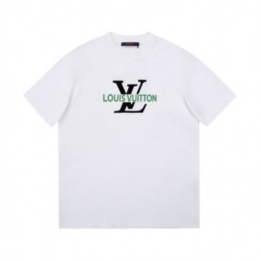 루이비통 남성 화이트 크루넥 반팔티 - Louis vuitton Mens White Short sleeved Tshirts 