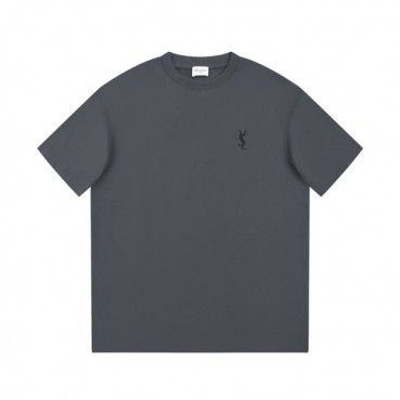 입생로랑 남성 그레이 크루넥 반팔티 - Saint laurent Mens Gray Short sleeved Tshirts 