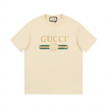 구찌 남/녀 아이보리 크루넥 반팔티 - Gucci Unisex Ivory Short sleeved Tshirts 
