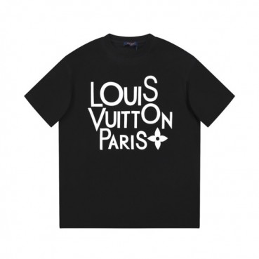 루이비통 남성 블랙 크루넥 반팔티 - Louis vuitton Mens Black Short sleeved Tshirts 