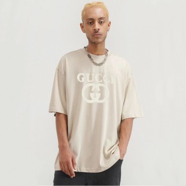 구찌 남/녀 아이보리 크루넥 반팔티 - Gucci Unisex Ivory Short sleeved Tshirts 