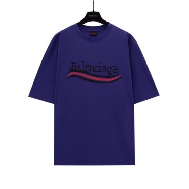발렌시아가 남성 퍼플 크루넥 반팔티 - Balenciaga Mens Purple Short sleeved Tshirts 