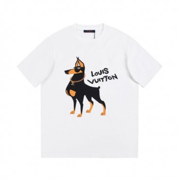 루이비통 남성 화이트 크루넥 반팔티 - Louis vuitton Mens White Short sleeved Tshirts 