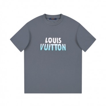 루이비통 남성 그레이 크루넥 반팔티 - Louis vuitton Mens Gray Short sleeved Tshirts 