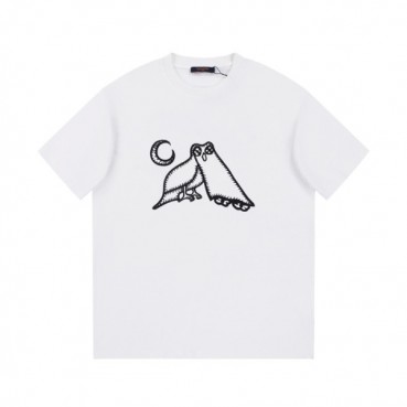 루이비통 남성 화이트 크루넥 반팔티 - Louis vuitton Mens White Short sleeved Tshirts 