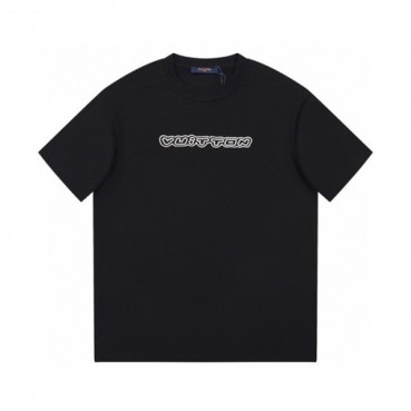 루이비통 남성 블랙 크루넥 반팔티 - Louis vuitton Mens Black Short sleeved Tshirts 