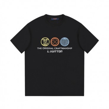 루이비통 남성 블랙 크루넥 반팔티 - Louis vuitton Mens Black Short sleeved Tshirts 
