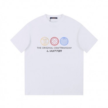 루이비통 남성 화이트 크루넥 반팔티 - Louis vuitton Mens White Short sleeved Tshirts 