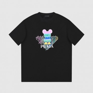 프라다 남성 크루넥 블랙 반팔티 - Prada Mens Black Short sleeved Tshirts 