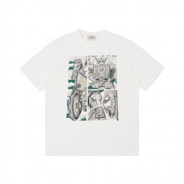 에르메스 남성 화이트 크루넥 반팔티 - Hermes Mens White Short sleeved Tshirts 