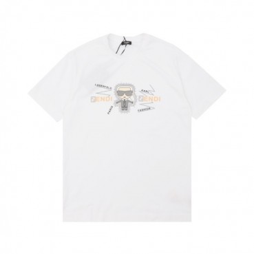 펜디 남성 화이트 크루넥 반팔티 - Fendi Mens White Short sleeved Tshirts 