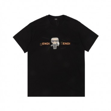 펜디 남성 블랙 크루넥 반팔티 - Fendi Mens Black Short sleeved Tshirts 