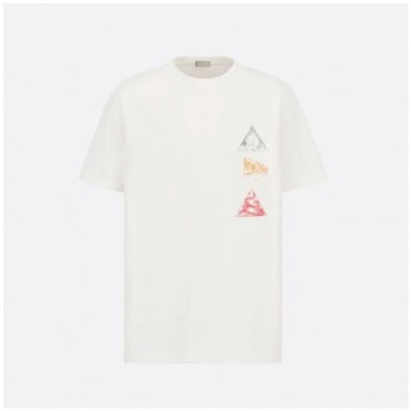 디올 남성 화이트 크루넥 반팔티 - Dior Mens White Short sleeved Tshirts 