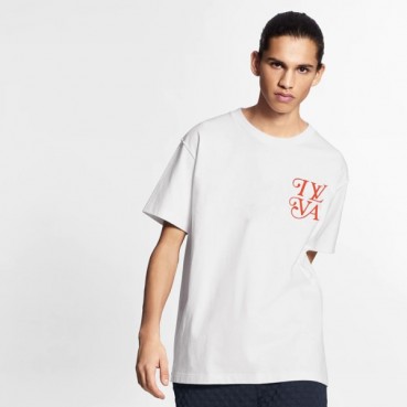루이비통 남성 화이트 크루넥 반팔티 - Louis vuitton Mens White Short sleeved Tshirts 
