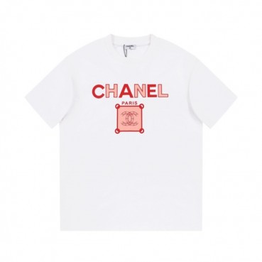 샤넬 남/녀 크루넥 화이트 반팔티 - Chanel Unisex White Tshirts 