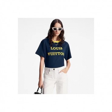 루이비통 남/녀 네이비 크루넥 반팔티 - Louis vuitton Unisex Navy Short sleeved Tshirts 