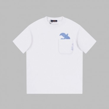 루이비통 남성 화이트 크루넥 반팔티 - Louis vuitton Mens White Short sleeved Tshirts 