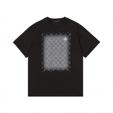 루이비통 남성 블랙 크루넥 반팔티 - Louis vuitton Mens Black Short sleeved Tshirts 