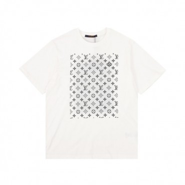 루이비통 남성 화이트 크루넥 반팔티 - Louis vuitton Mens White Short sleeved Tshirts 