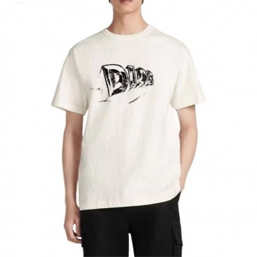 디올 남성 화이트 크루넥 반팔티 - Dior Mens White Short sleeved Tshirts 