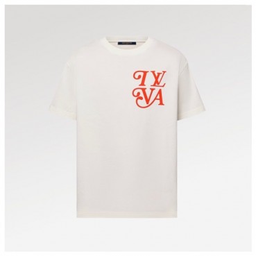 루이비통 남성 아이보리 크루넥 반팔티 - Louis vuitton Mens Ivory Short sleeved Tshirts 