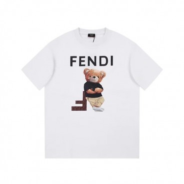 펜디 남성 화이트 크루넥 반팔티 - Fendi Mens White Short sleeved Tshirts 