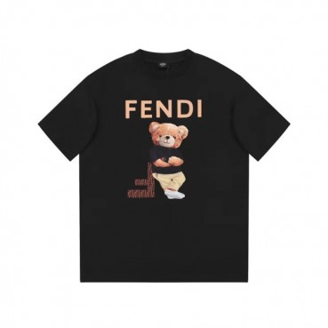 펜디 남성 블랙 크루넥 반팔티 - Fendi Mens Black Short sleeved Tshirts 